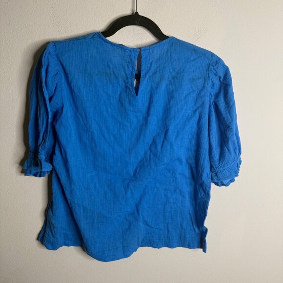 The Tiny‎ Big Sister Women's Size 40 Blue Embroidered Star Top Blouse - Picture 2 of 4